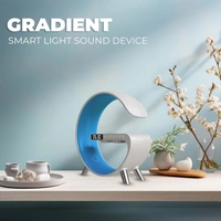 G Lamp 15W Wireless Charger Atmosphere Light Lamp, 4-in-1 Charger with BT, Speaker, Alarm Clock, and App Control Lights for Bedroom, Ambient Light