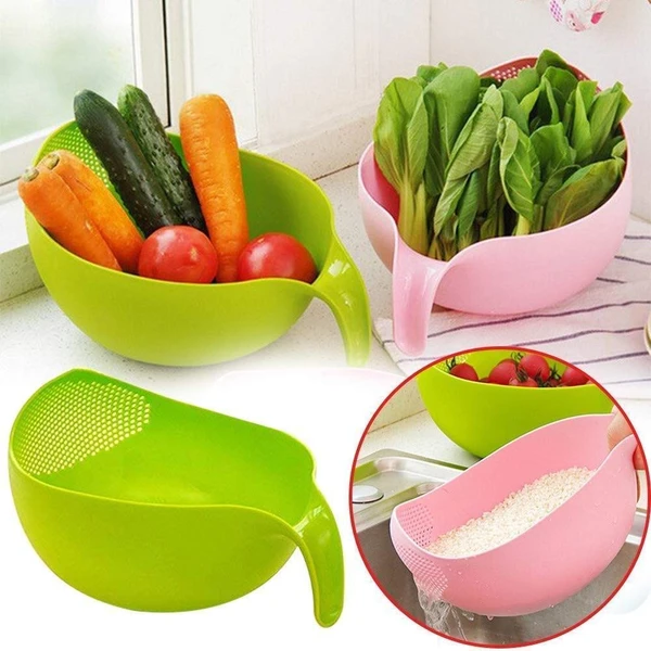 Kitchenwell Multi-Purpose Strainer or Washer Bowl for Rice Fruits & Vegetable Rice Bowl