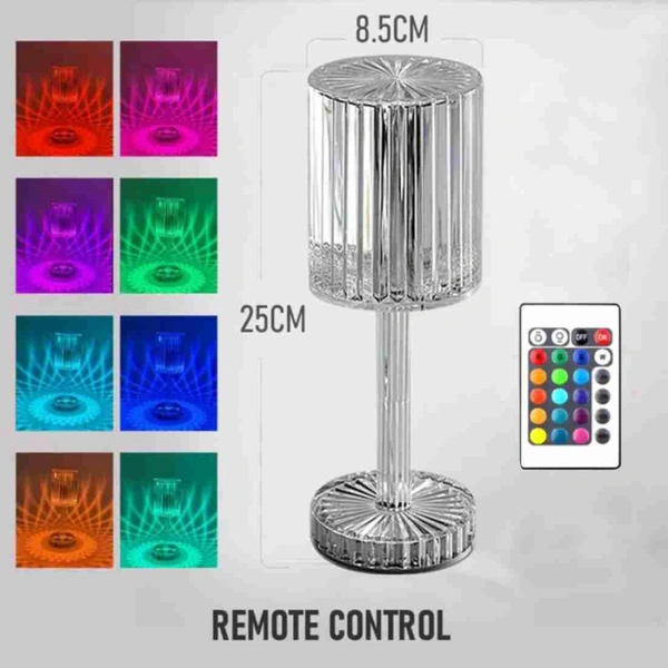Lycus Touch Sensor USB Rechargeable 16 RGBLight Table Lamp with USB Cable & Remote NightLamp (25 cm, Crystal)