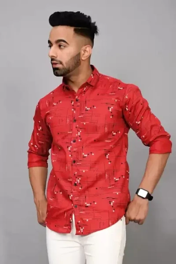 Men Regular Fit Boss Printed Casual Shirt - M