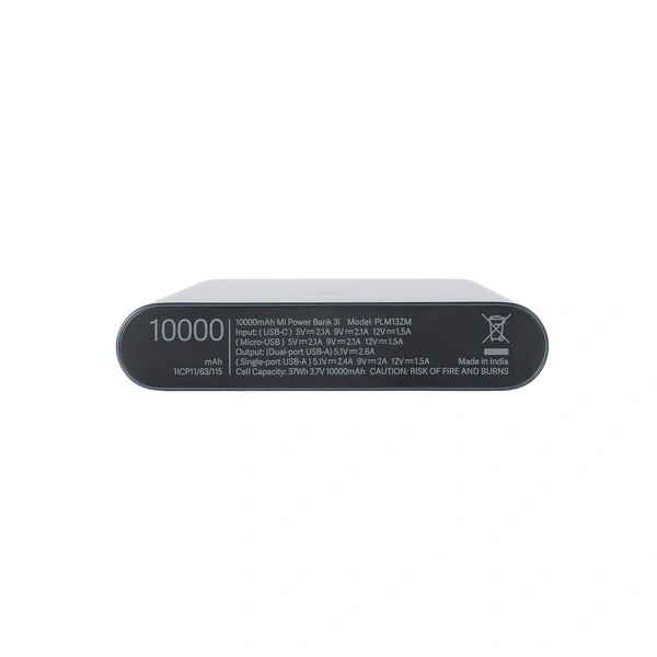 Mi 10000mAH Li-Polymer, Micro-USB and Type C Input Port, Power Bank 3i with 18W Fast Charging (Midnight Black) - Black