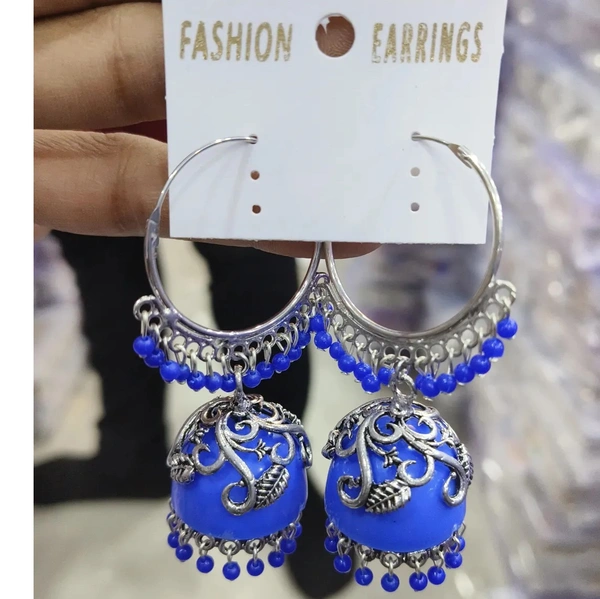 Navy Blue Gurleen Bali Style Earrings