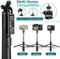 Neepho Selfie Stick with Tripod Stand Reinforced 63 inch/160cm Long Selfie Stick Tripod Bluetooth Mobile Tripod Stand with 1/4 Screw for Vlogging YouTube Live Stream,Black