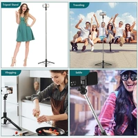 Neepho Selfie Stick with Tripod Stand Reinforced 63 inch/160cm Long Selfie Stick Tripod Bluetooth Mobile Tripod Stand with 1/4 Screw for Vlogging YouTube Live Stream,Black