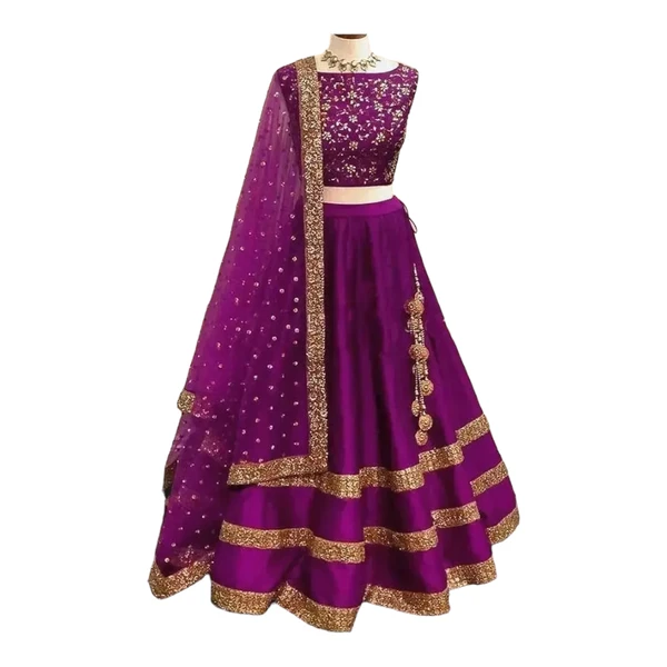 Purple Taffeta Silk Lehenga Cholis For Women