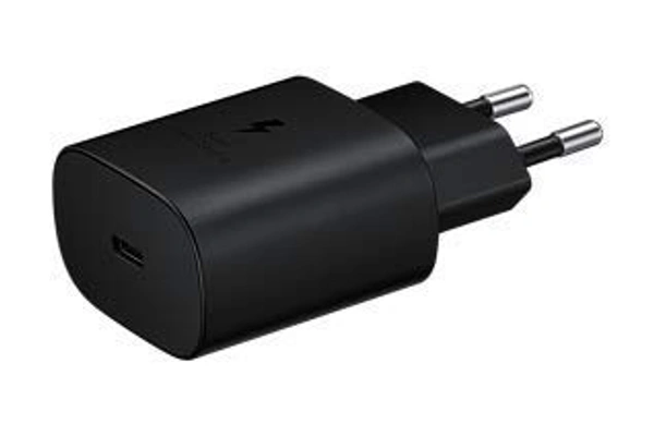 Samsung Original 25W Single Port, Type-C Fast Charger, (Cable not Included), White - Black