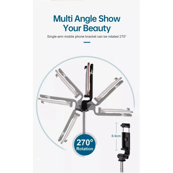 Selfie Stick R1S-L  with Detachable Bluetooth Wireless Remote Phone Holder Compatible with All Smartphones Bluetooth Selfie Stick