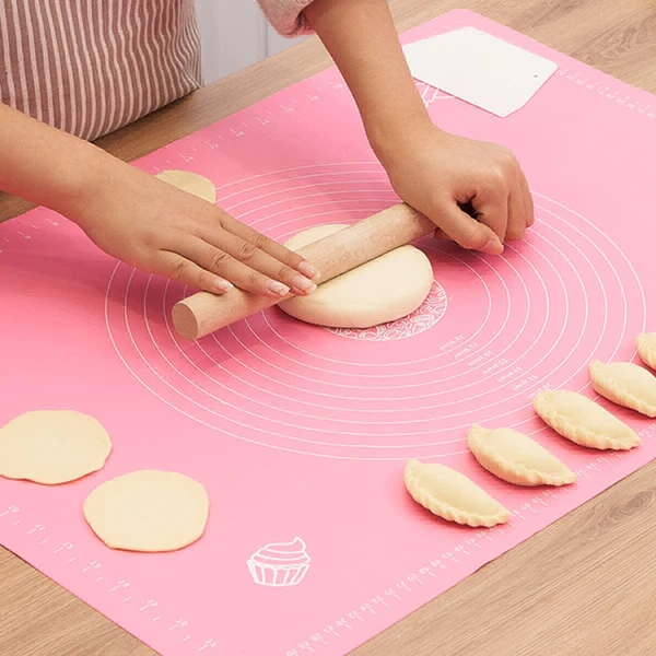 Silicone Baking Mat Sheet for Pastry Rolling with Measurements Non-Stick Fondant Dough Mat Liner Heat Resistance Table Placemat Pad Pastry Board Reusable BPA Free (50 x 40 cm)