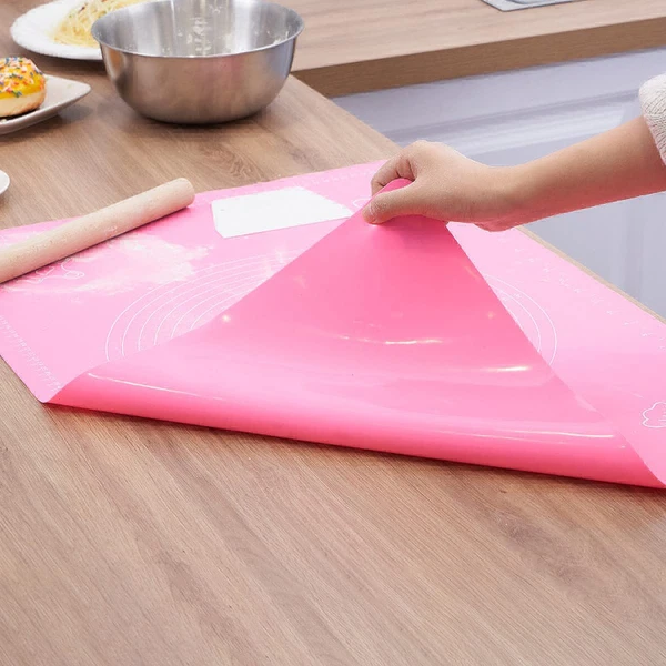 Silicone Baking Mat Sheet for Pastry Rolling with Measurements Non-Stick Fondant Dough Mat Liner Heat Resistance Table Placemat Pad Pastry Board Reusable BPA Free (50 x 40 cm)