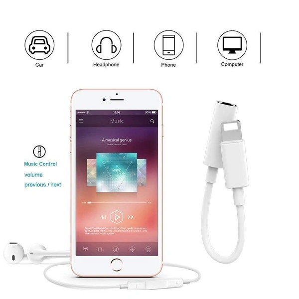 Sounce 3.5 mm Headphone Jack Adapter Connector Only Supported Music Control Audio Adapter for iPhone