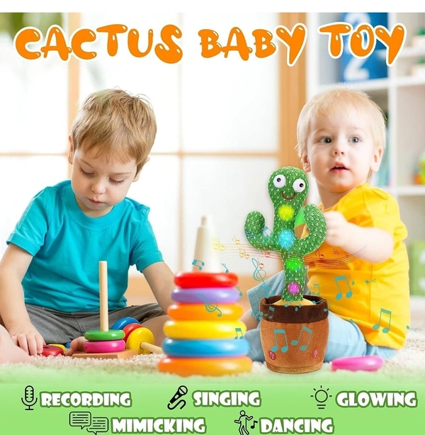 Toy Imagine™ Dancing Cactus Toy for Babies Talking, Speaking, Recording | Repeat What You Say | Singing Electronic Pet for Toddlers | Swing and Sing Toy-Charger Cactus Toy Plant.. (Age 1-10 Years) - Green