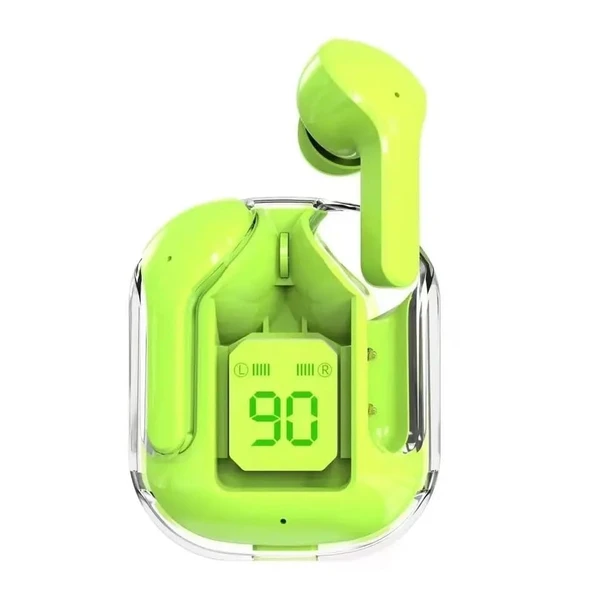 Ultrapods TWS Earbud, Bluetooth Earbuds with Display, Transparent Design, 30 Hrs Playtime with Fast Charging, Bluetooth 5.3 + ENC, 13mm HD BASS Drivers, Built-in Mic (Green)