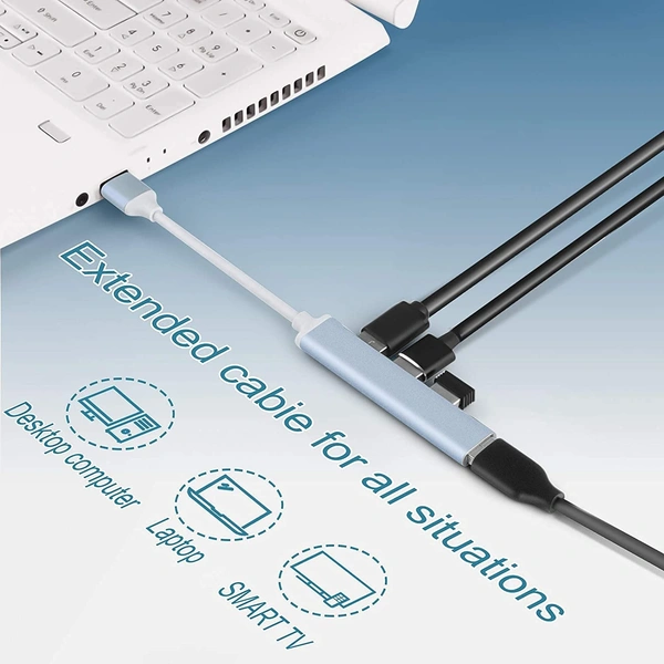 USB Hub 3.0 for PC, 4-Port High Speed USB Hub with Aluminium Shell