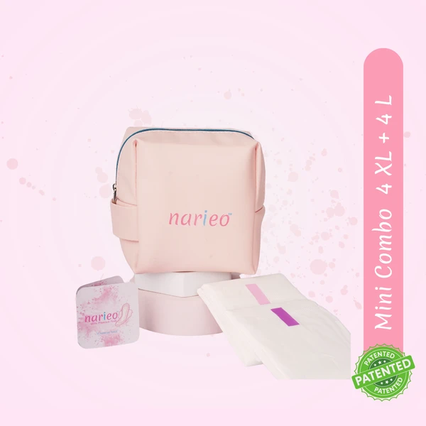 Narieo Ultra Premium Pads - Mini Combo (4 XL + 4 L Pads) | High Absorption, Rash-Free, Chemical-Free