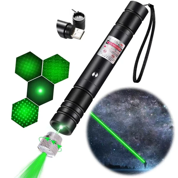 Green Laser Rechargeable Pointer Party Pen Disco Light 5 Mile + Battery Disco - Forest Green