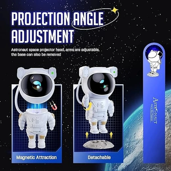 Astronaut Galaxy Projector with Remote Control - 360° Adjustable Timer Kids Astronaut Nebula Night Light