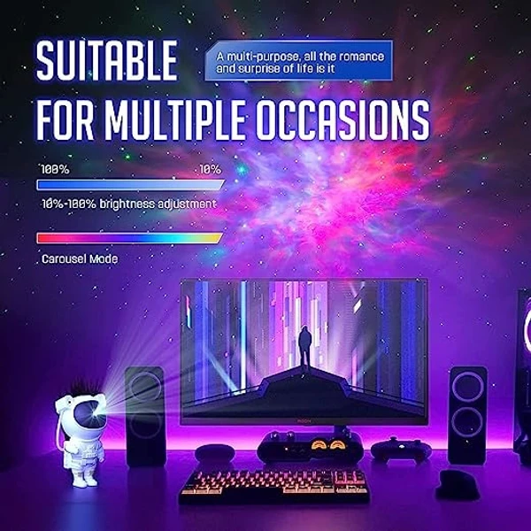 Astronaut Galaxy Projector with Remote Control - 360° Adjustable Timer Kids Astronaut Nebula Night Light