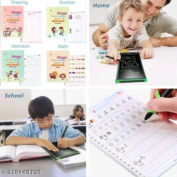 Early Learning Magic Practice Copybook 4 in 1 Combo And Writing Tablet - Purple, Free