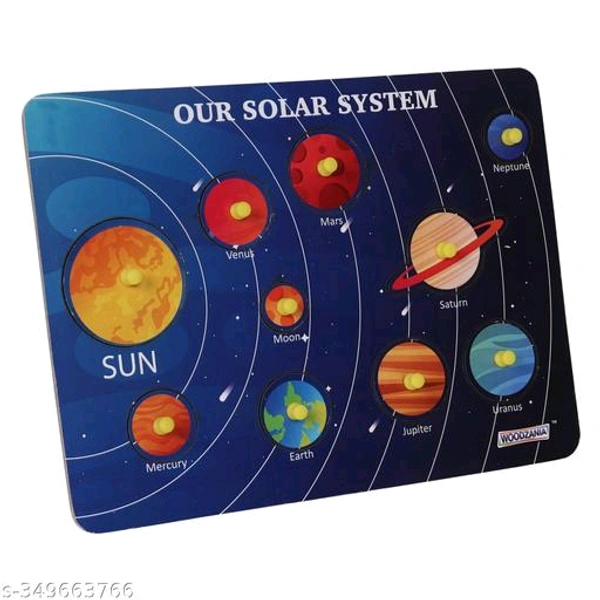 Wooden Solar System With Knob For Learnin Child - Blue, Free