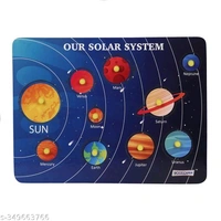 Wooden Solar System With Knob For Learnin Child - Blue, Free