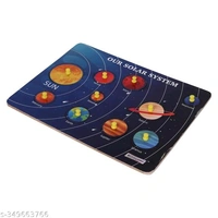 Wooden Solar System With Knob For Learnin Child - Blue, Free