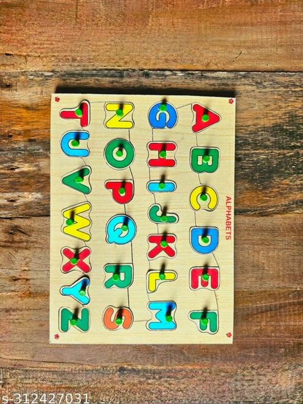 26 Alphabets with Knobs Wooden Puzzle - Free