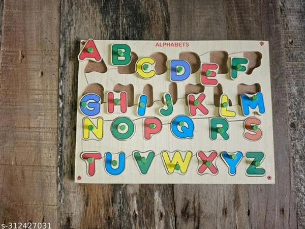 26 Alphabets with Knobs Wooden Puzzle - Free
