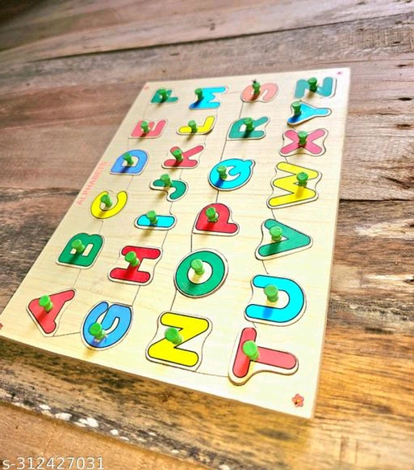26 Alphabets with Knobs Wooden Puzzle - Free
