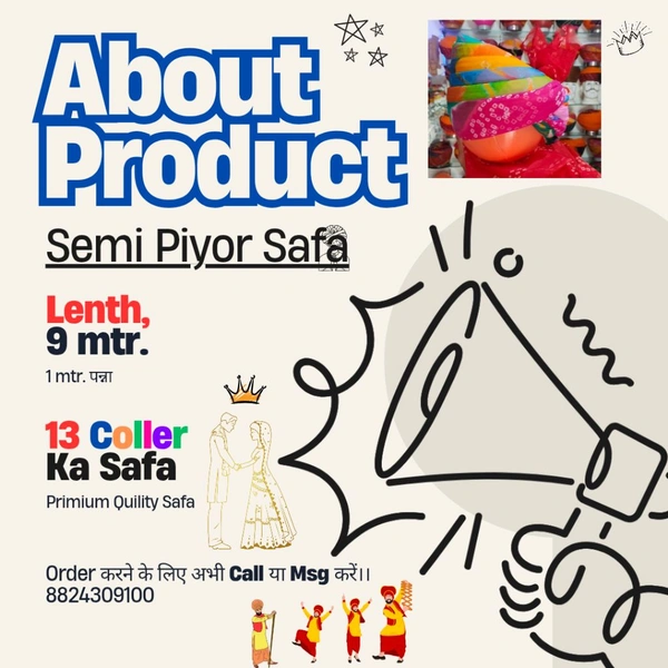 13 Colour Semi Piyor Jodhpuri Safa (Turban) - 23