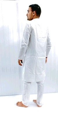White Kurta Pajama Set For Men  - 40