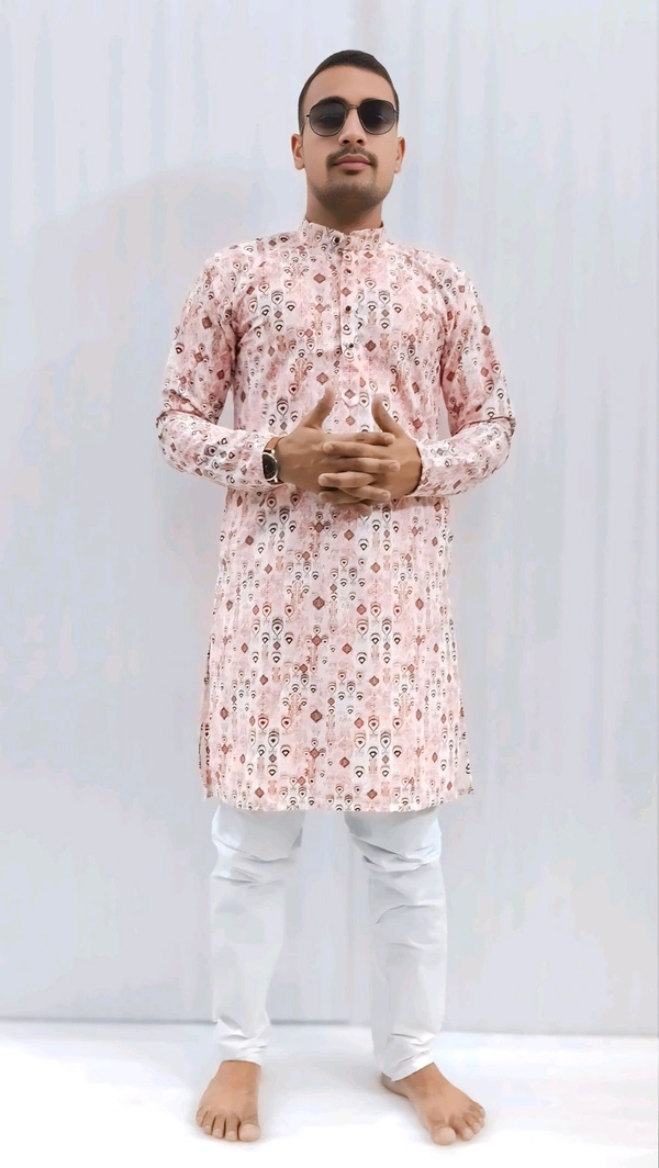 Printed Kurta Pajama Set For Men  - 34