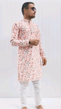 Printed Kurta Pajama Set For Men  - 34