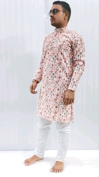 Printed Kurta Pajama Set For Men  - 34