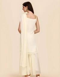 DECIZE CLOTHING KURTI SHARARA SET WITH DUPATTA - White, XLLL