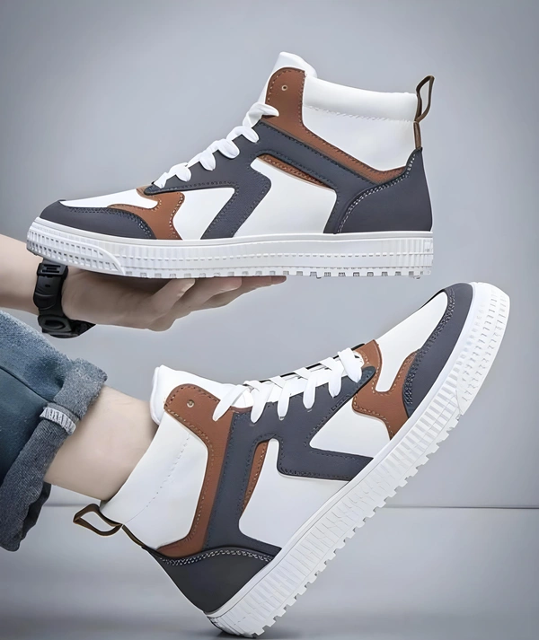 Casual shoes for men white Grey Camel Shoes - White, NID-7