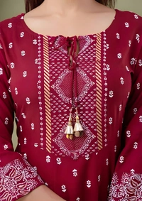 Womens Rayon Kurti With Duppata And Bottomwear 3 Pice Set - Guardsman Red, XL