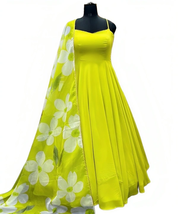 NEW DESIGNER PARTY WEAR LOOK GOWNName: NEW DESIGNER PARTY WEAR LOOK GOWN - Electric Lime, XL