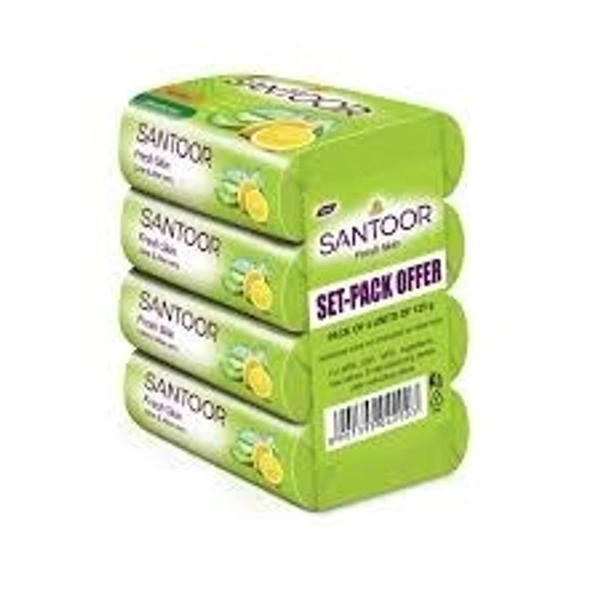 Santoor by Wipro Fresh Skin Aloe Vera & Lime Bathing Bar Soap For Soft & Youthful