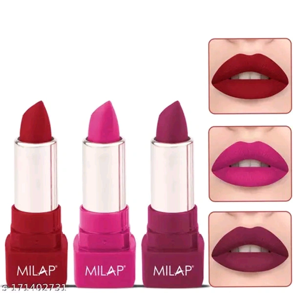 MILAP Matte Lipstick, Long lasting lipsticks - 3 Piece