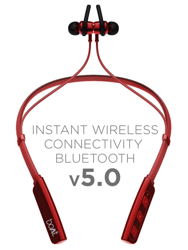 Boat Rockerz 235V2 N Wireless Headset with ASAP Charge Technology & In-line Mic - Red