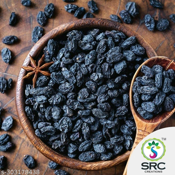 Seedless Black Raisins 250g | Dried Kishmish Without Seeds, Dry Grapes | Kali Kismis Dry Fruits | Kali Darakh (250) - 250g