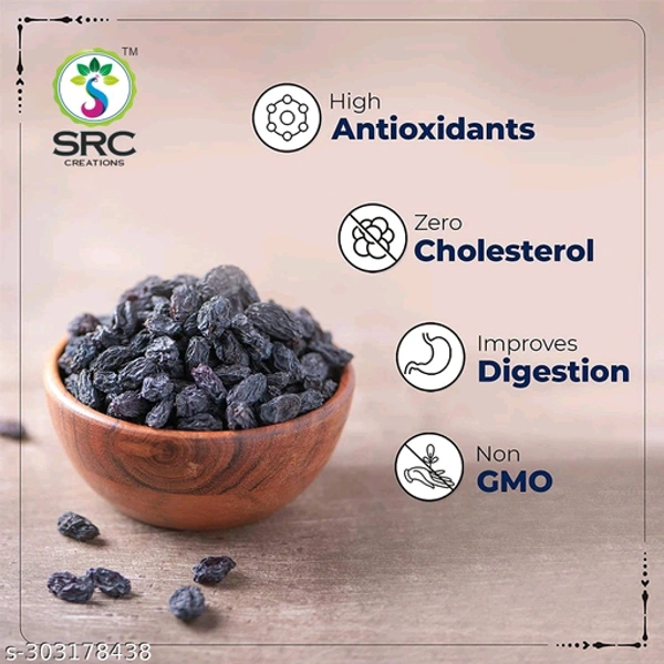 Seedless Black Raisins 250g | Dried Kishmish Without Seeds, Dry Grapes | Kali Kismis Dry Fruits | Kali Darakh (250) - 250g