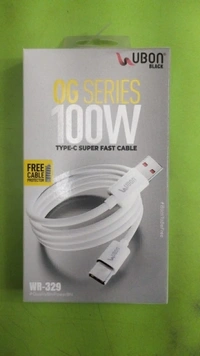 Ubon USB to Type C Charging Cable WR-329, 100W High Speed Data Sync and Charging Cable 1Mtr Length | Compatible with iOS & Android