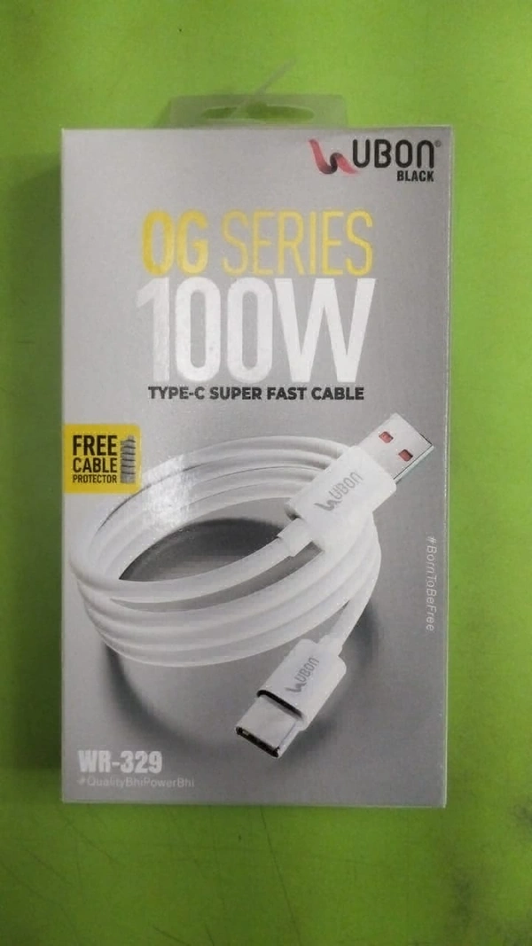 Ubon USB to Type C Charging Cable WR-329, 100W High Speed Data Sync and Charging Cable 1Mtr Length | Compatible with iOS & Android