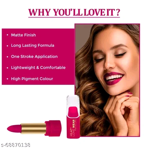 Milap MILAP LONG WEAR Matte Lipstick, Highly Pigmented Lipsticks for Women, Indian Nude Lipstick, (Indian Rose - 620) 4.2g 