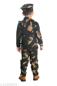 BOYS PRINTED ARMY OR BSF DRESS WITH CAP WHISTEL ROPE GUN GUN COVER FOR FANCY DRESS COMPITITION OR REGULAR WEAR - 0-3 Months