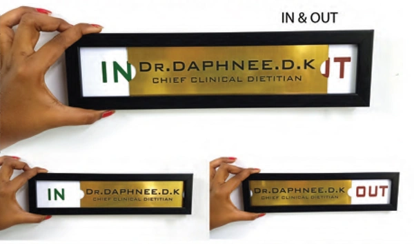 (IN - OUT) Name Plate - W 12 x 3 Inches