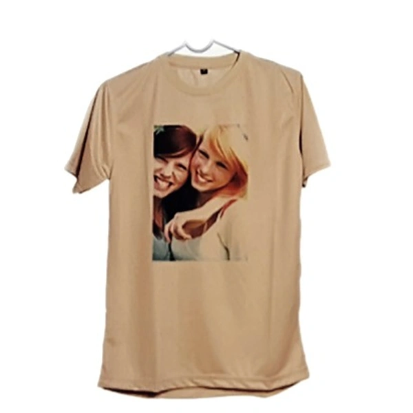 ROUND NECK COLOUR POYLYSTER T-SHIRT ( A4 SINGLE PRINT) - M,L,XL,XXL, sandal , grey
