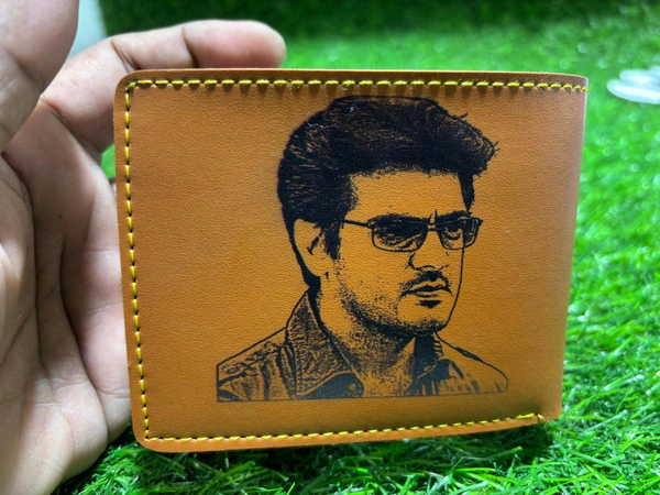 Personalised/Customised Photo Man Made Leather Wallets For Men (Tan))