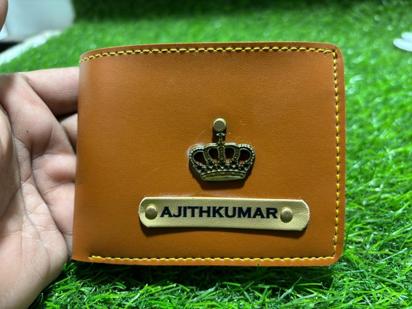 Personalised/Customised Photo Man Made Leather Wallets For Men (Tan))